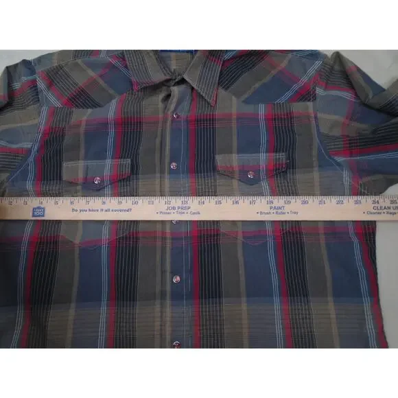 VTG Wrangler Shirt Mens XL Red Pearl Snap X-Long Tails Cowboy Western USA Made - Picture 4 of 9